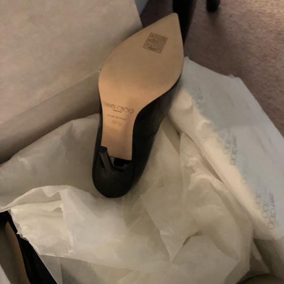 NIB Jimmy Choo Anuk Black Patton Heels - Picture 2 of 5
